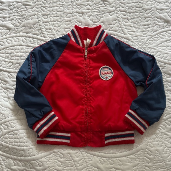 None Other - Vintage 3T Baseball Slugger Red and Blue Kids Jacket Coat